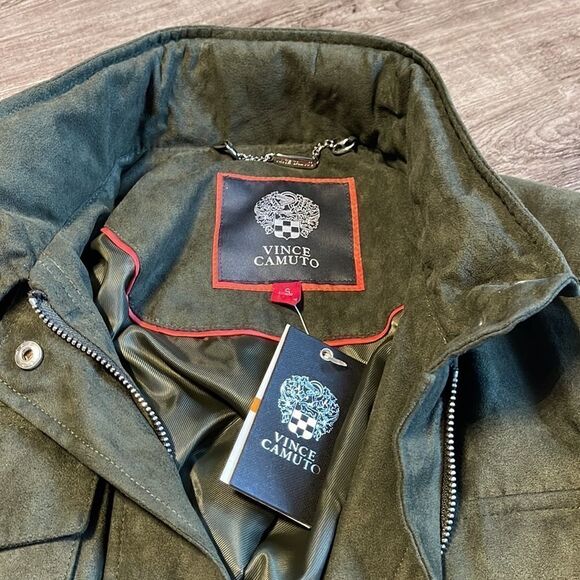 Vince Camuto Faux Suede Anorak-PINE-Small - Picture 2 of 5